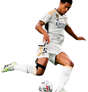 Bellingham Playing Football Real madrid. Render PNG