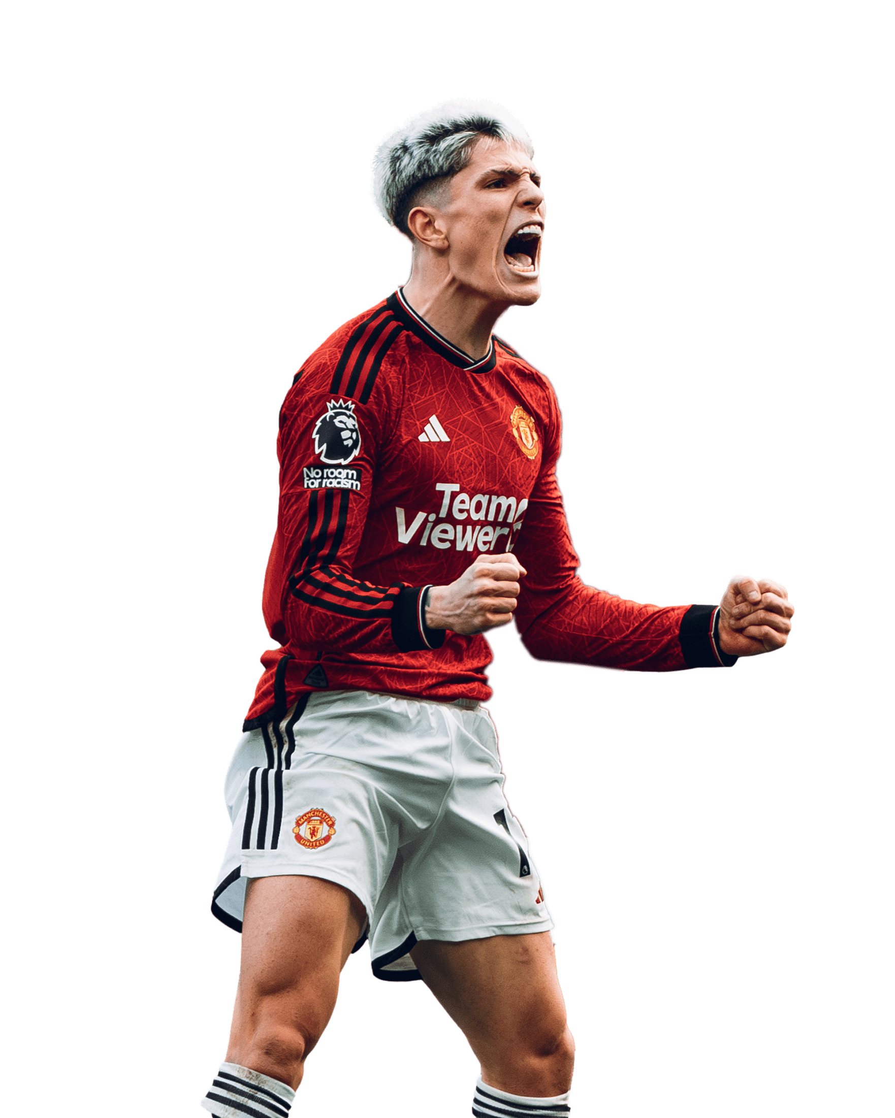 Garnacho United Football Celebrating Goal. Render PNG Image