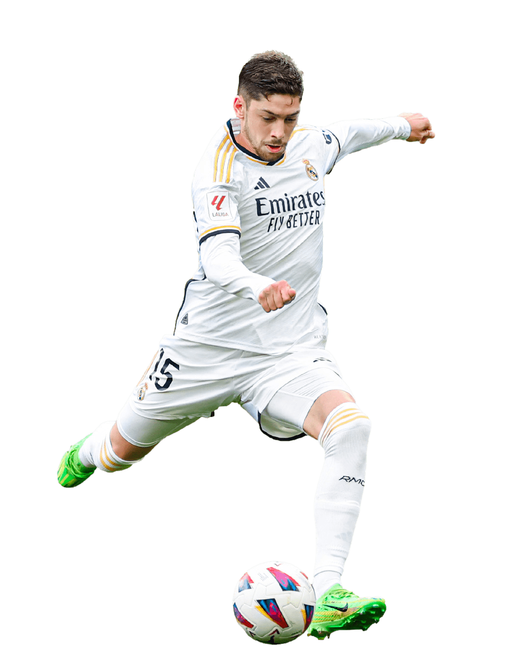 Fede Valverde tirando a puerta Real madrid PNG