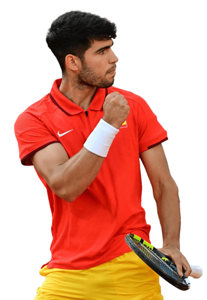 Carlos Alcaraz en los JJOO de París con España jugando a Tenis. PNG