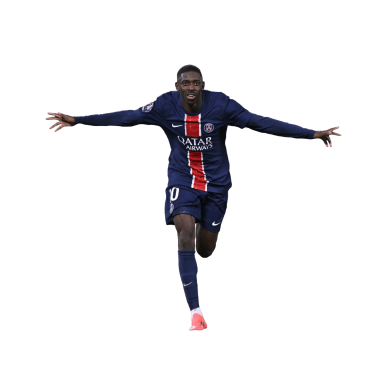 Dembelé PNG Paris Saint Germain Football Render. Goal Celebration