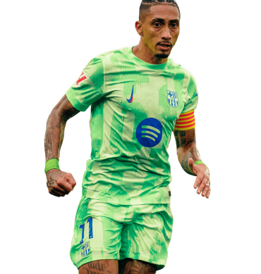 Raphinha PNG Barcelona Football Render. Tercera equipación