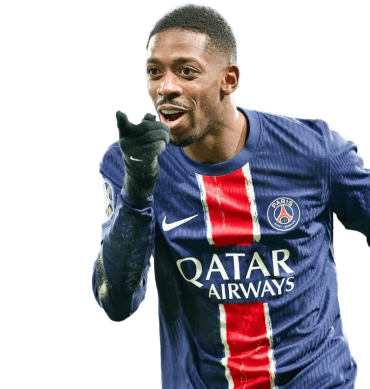 Dembelé PNG Paris Saint Germain Football Render. Goal Celebration