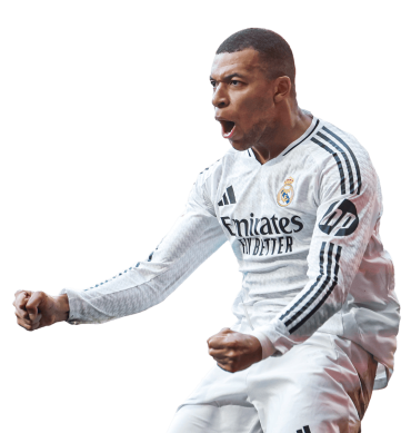 Mbappe PNG Real Madrid Football Render. Goal Celebration