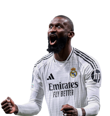 Rudiger PNG Real Madrid Footbal Render. Celebration Goal