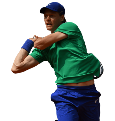Sinner PNG Tennis Image . Sinner golpeando de revés durante un partido.