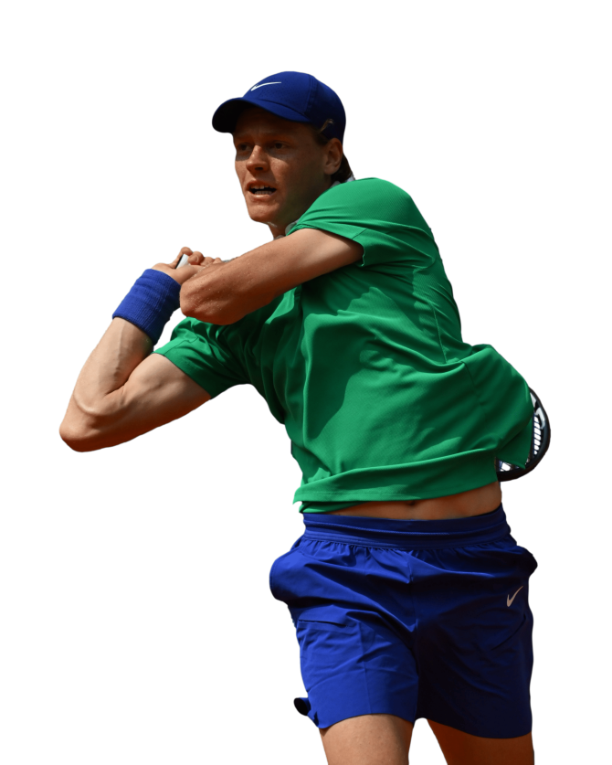 Sinner PNG Tennis Image . Sinner golpeando de revés durante un partido.